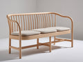 Bancos de jardín de madera maciza 180x65x88 cm - Madera natural-Beige - Respaldo de listones curvos y reposabrazos integrados para terraza y patio