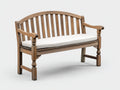 Banco de jardín de madera 145 x 62 x 95 cm - Marrón natural y beige - Respaldo curvado y asiento acolchado