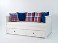 Sofá cama de madera 210 x 96 x 92 cm - Blanco y azul - Dos cajones integrados
