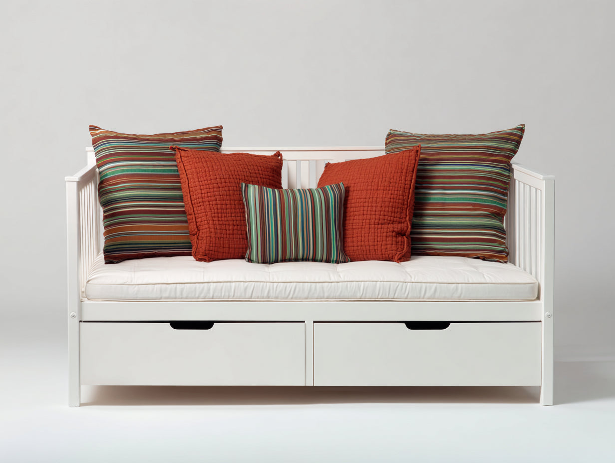 Sofás cama de madera 196x96x92 cm - Blanco - Diseño de día con 2 cajones de almacenamiento para dormitorio y habitación de invitados