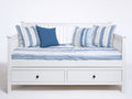Sofás cama de madera 200x100x95 cm - Blanco-Azul - Diseño de día con 2 cajones de almacenamiento para dormitorio y habitación de invitados
