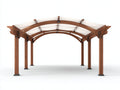 Pérgola de jardín madera acabado marrón 500 x 400 x 250 cm - estructura exterior con cubierta de tela - diseño elegante para jardín y terraza