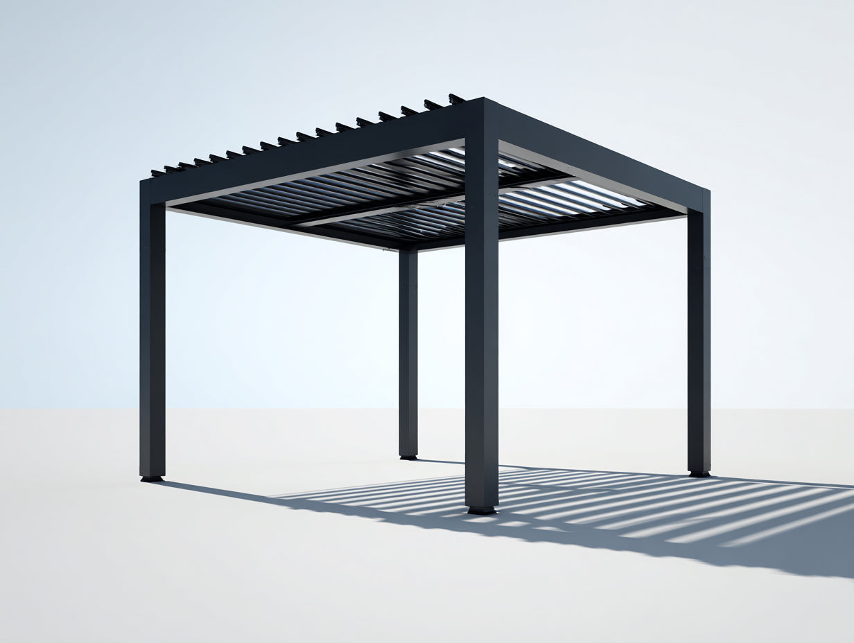 Pérgola de jardín de aluminio 300x300x250 cm - Negro - Techo de lamas orientables y estructura abierta para terraza y patio