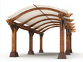 Pérgola de jardín de madera 400 x 300 x 260 cm - Marrón-Blanco - Cubierta curva y estructura de 6 postes