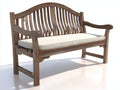 Banco de jardín de madera 150x62x100 cm - Marrón envejecido y crema - Respaldo curvado de listones