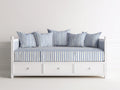 Sofá cama de madera 205x95x90 cm - Blanco y azul - Diseño individual con 3 cajones