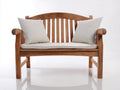 Banco de jardín de madera 130 x 65 x 92 cm - Marrón natural y beige - Respaldo curvado y asiento acolchado