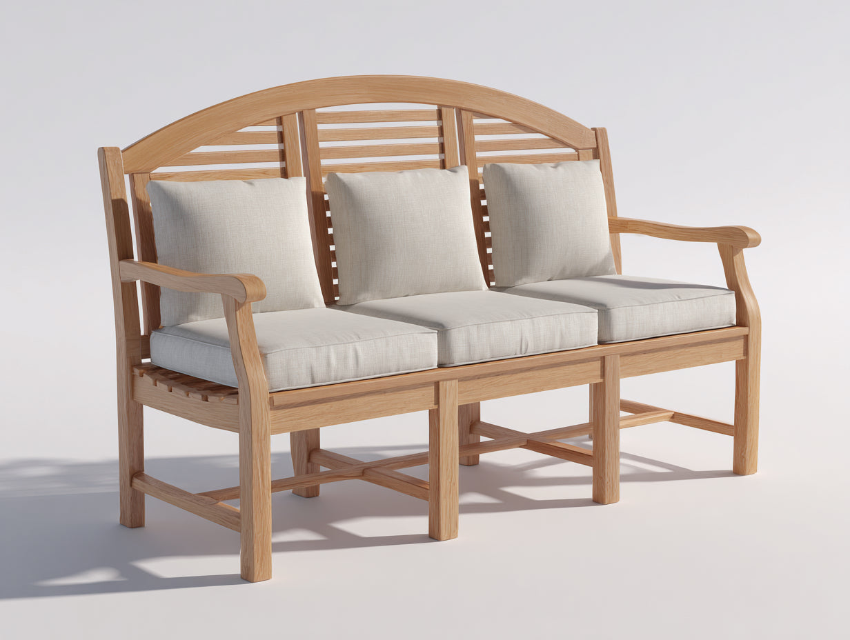 Bancos de jardín madera acabado natural 180 x 65 x 90 cm - color madera - diseño clásico con respaldo curvado para exterior