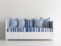 Sofá cama de madera 210 x 95 x 95 cm - Blanco y azul - Cuatro cajones integrados