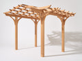 Pérgola de jardín de madera 350x300x260 cm - Marrón claro - Cubierta abierta de listones curvados