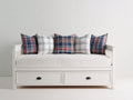 Sofá cama de madera 205x95x88 cm - Blanco y beige - Diseño individual con 2 cajones