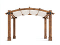 Pérgola de jardín madera acabado marrón 300 x 300 x 250 cm - estructura exterior con techo de tela - diseño clásico para jardín y terraza
