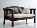 Banco de jardín de madera 150 x 70 x 92 cm - Marrón oscuro y blanco - Respaldo curvado con asiento acolchado