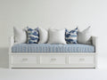 Sofás cama de madera 210 x 100 x 90 cm - Blanco-Azul - Diseño clásico con 3 cajones de almacenamiento