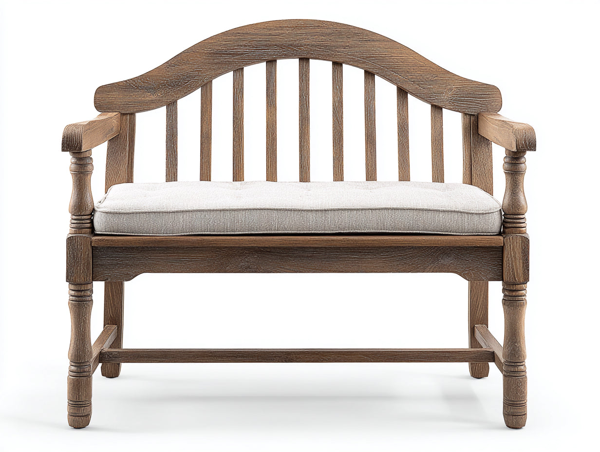 Banco de jardín de madera 125x60x105 cm - Marrón envejecido y beige claro - Respaldo curvado de listones