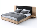Camas dobles tapizada con cabecero acolchado 200 x 160 x 100 cm - madera y tela gris - diseño moderno para dormitorio