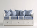 Sofá cama de madera 210 x 96 x 94 cm - Blanco y azul - Tres cajones integrados