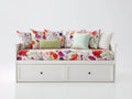Sofá cama de madera 205 x 95 x 92 cm - Blanco y multicolor - Dos cajones integrados